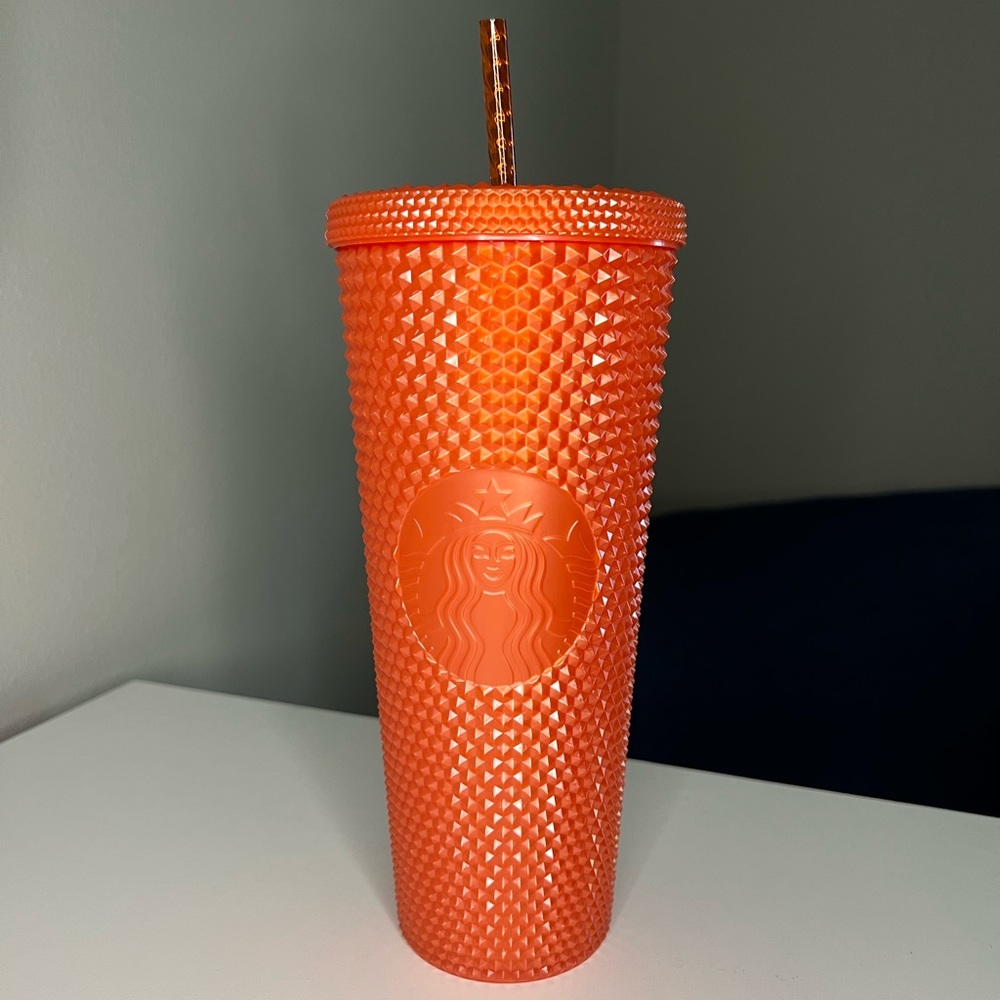 Fall 2022 STARBUCKS Orange Pearl Studded Tumbler